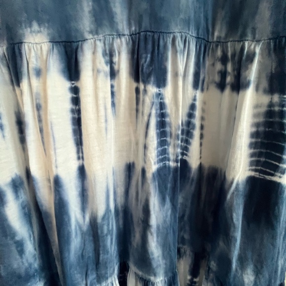 Chaps Sleeveless Blue Tie-Dye Tiered Maxi Dress - Casual Summer Style - Picture 9 of 10